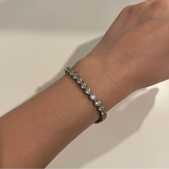 Diamonique Elegant Silver Tennis Bracelet - Picture 3 of 7